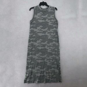 Universal Thread Green‎ Camo Sleeveless Maxi Dress Cotton Jersey Knit Womens S